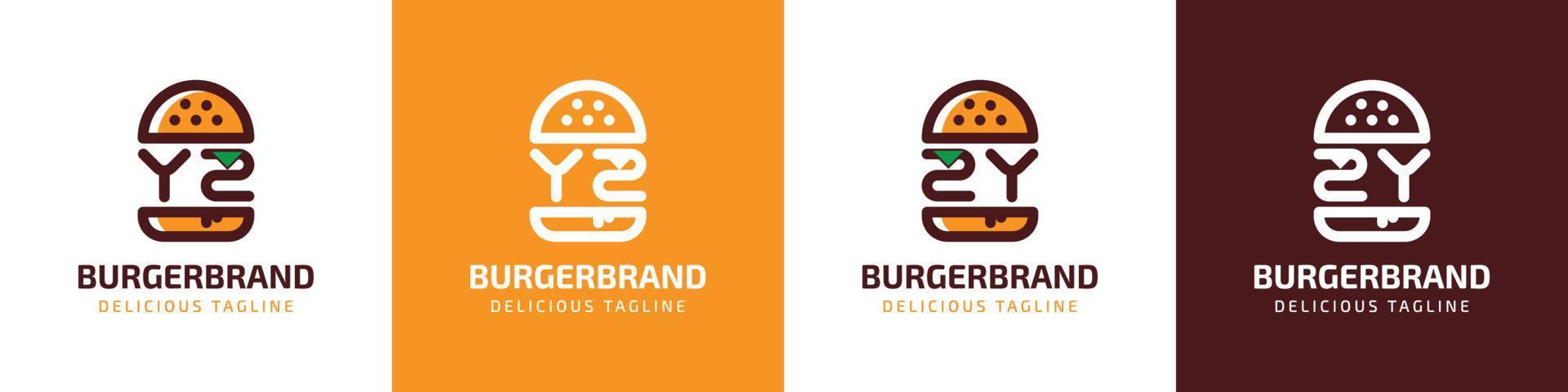 Letter YZ and ZY Burger Logo, suitable for any business related to burger with YZ or ZY initials. vector