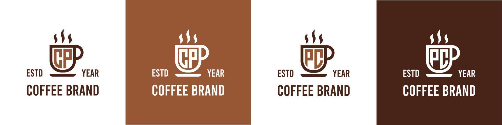 Letter CP and PC Coffee Logo, suitable for any business related to Coffee, Tea, or Other with CP or PC initials. vector