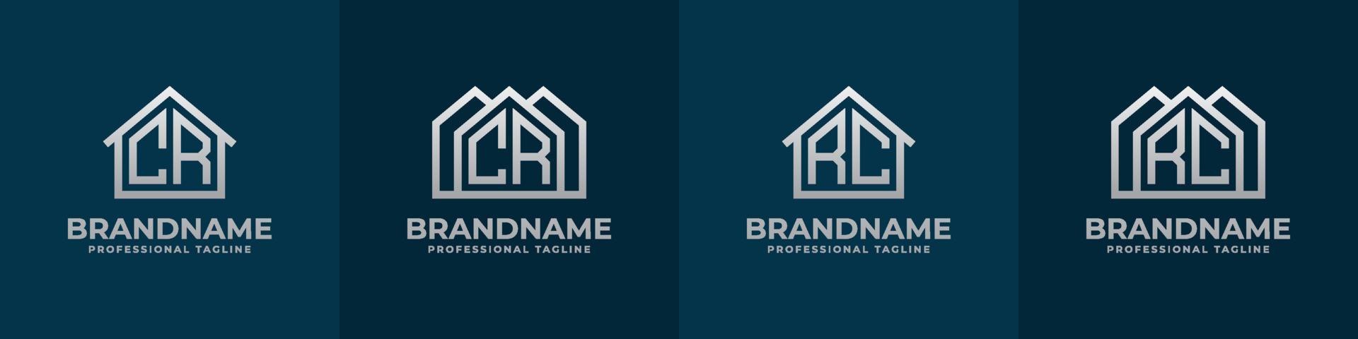 Letter CR and RC Home Logo Set. Suitable for any business related to house, real estate, construction, interior with CR or RC initials. vector