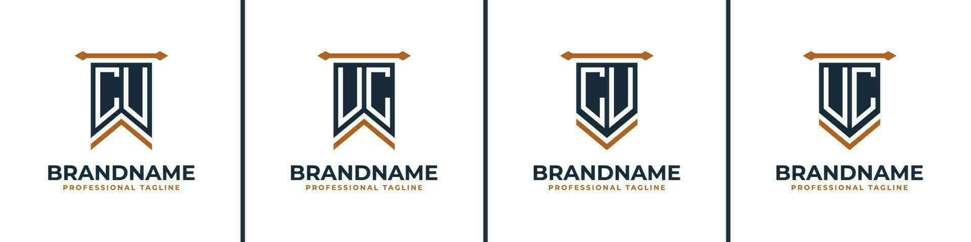 Letter CU and UC Pennant Flag Logo Set, Represent Victory. Suitable for any business with CU or UC initials. vector