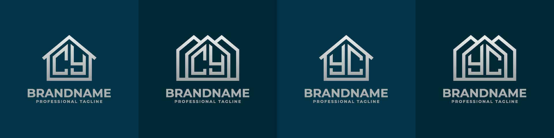 Letter CY and YC Home Logo Set. Suitable for any business related to house, real estate, construction, interior with CY or YC initials. vector