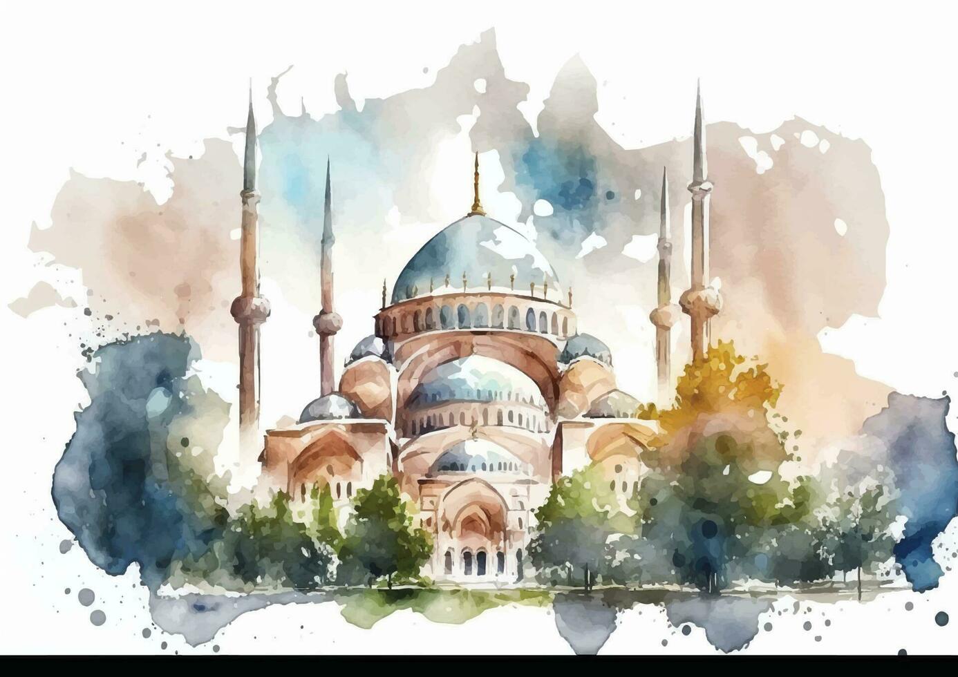 Selimiye Mosque A Majestic Vector Watercolor Illustration