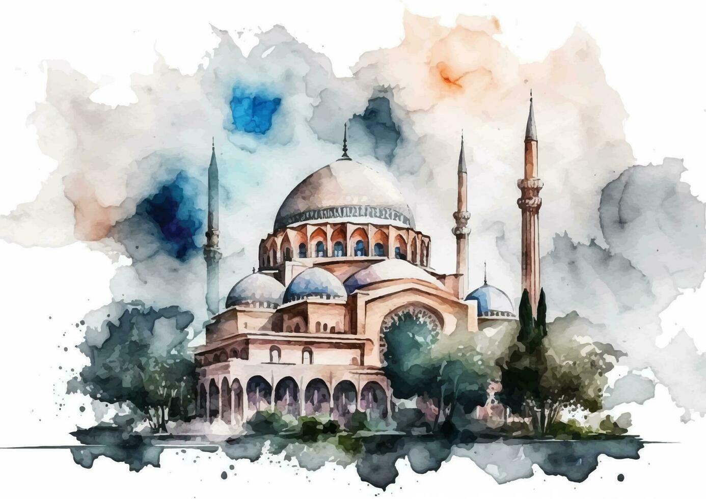 Selimiye Mosque A Graceful Watercolor Vector Design