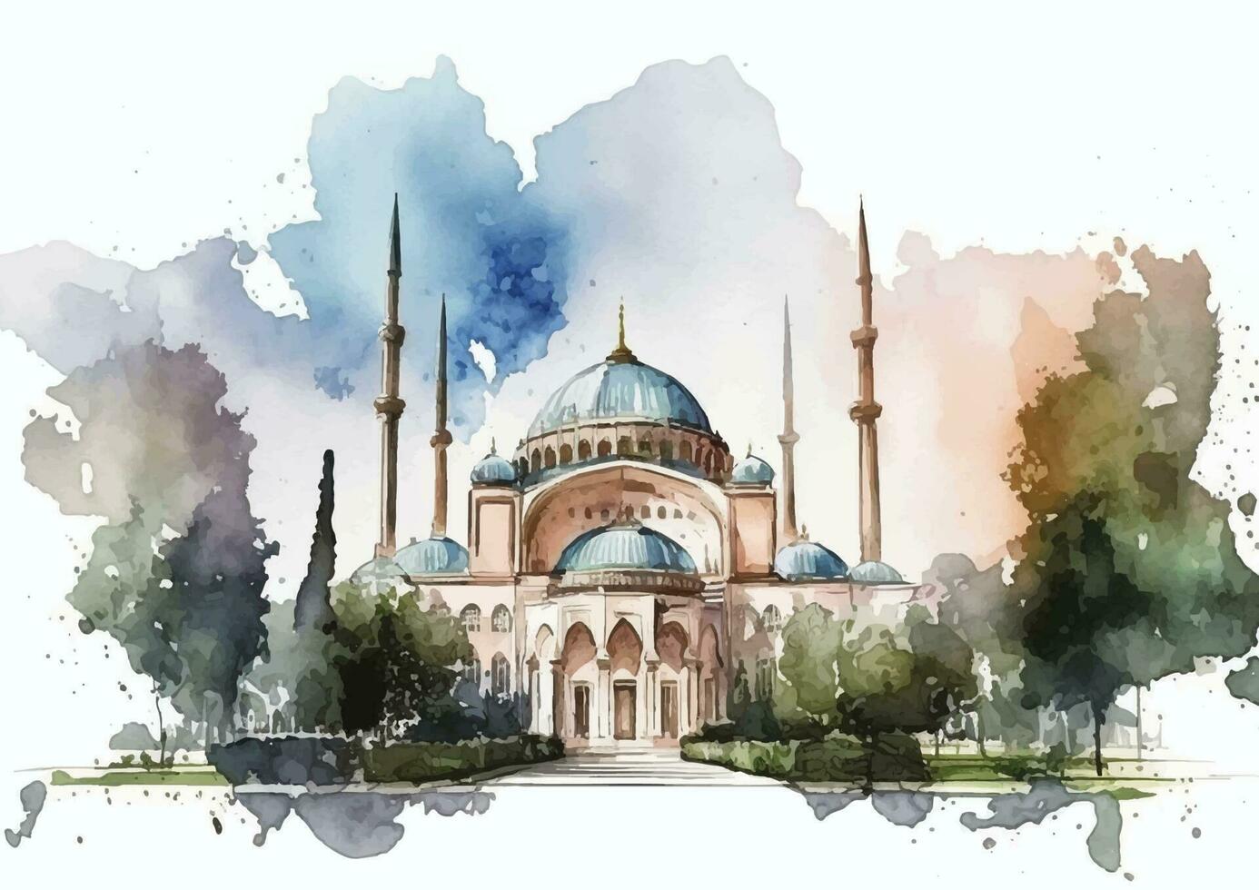 Vector Watercolor of Selimiye Mosque's Historical Significance