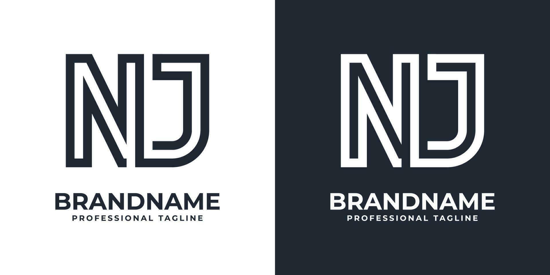 Simple NJ Monogram Logo, suitable for any business with NJ or JN initial. vector