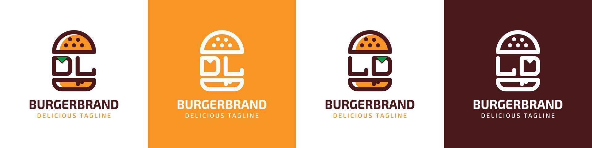 letra dl y ld hamburguesa logo, adecuado para ninguna negocio relacionado a hamburguesa con dl o ld iniciales. vector