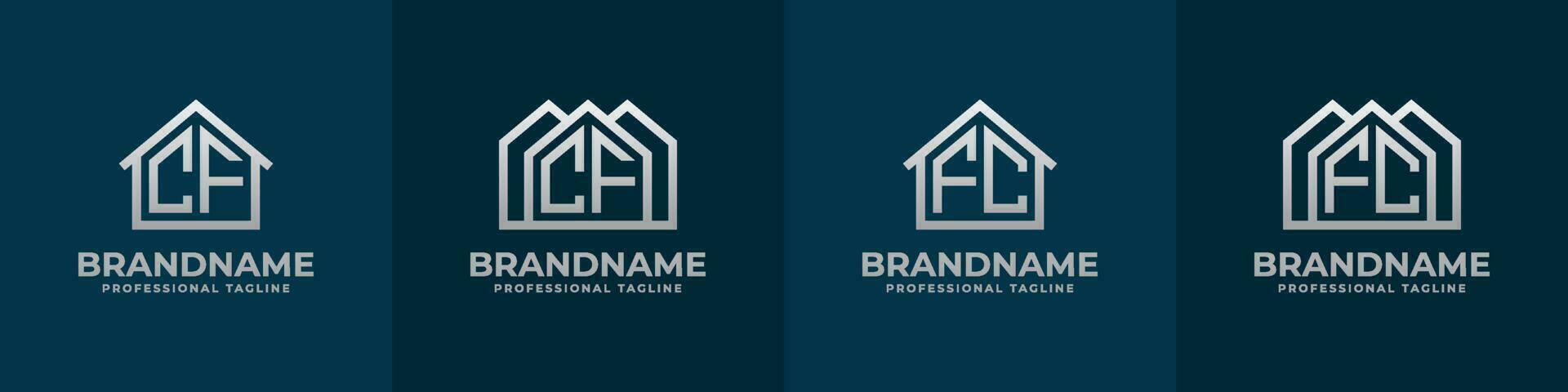 Letter CF and FC Home Logo Set. Suitable for any business related to house, real estate, construction, interior with CF or FC initials. vector