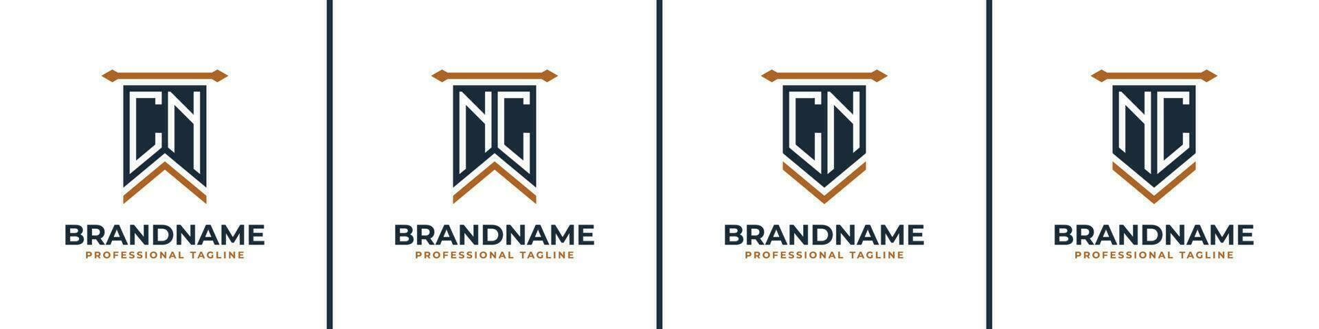 Letter CN and NC Pennant Flag Logo Set, Represent Victory. Suitable for any business with CN or NC initials. vector