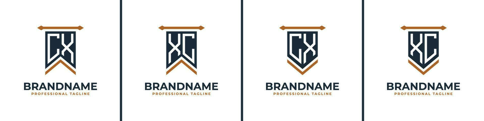 Letter CX and XC Pennant Flag Logo Set, Represent Victory. Suitable for any business with CX or XC initials. vector