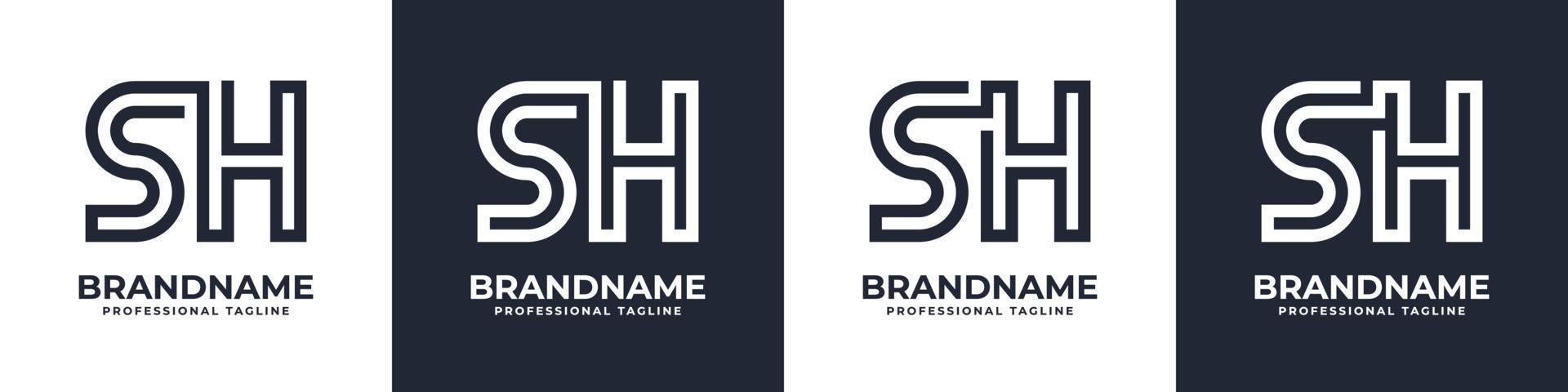 Letter SH or HS Global Technology Monogram Logo, suitable for any business with SH or HS initials. vector