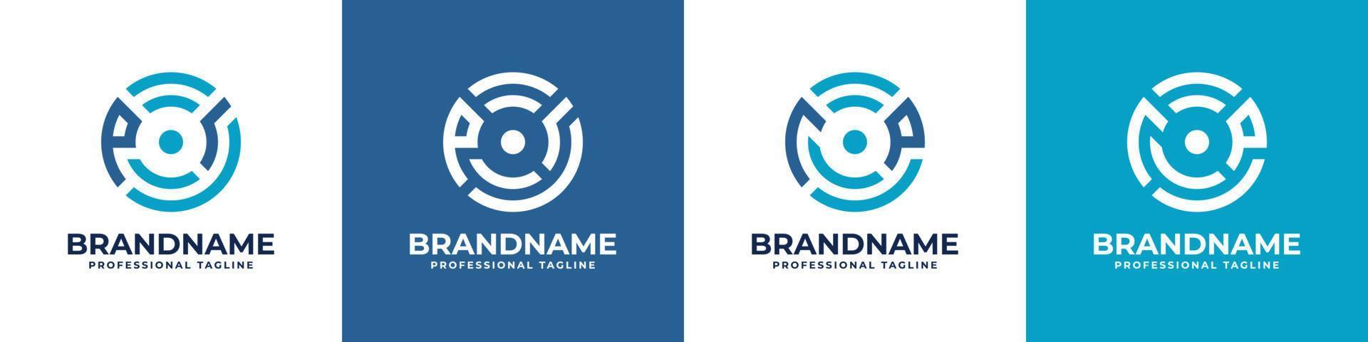 Letter PR or RP Global Technology Monogram Logo, suitable for any business with PR or RP initials. vector