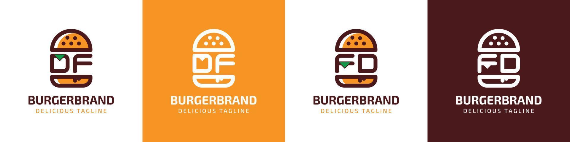 Letter DF and FD Burger Logo, suitable for any business related to burger with DF or FD initials. vector