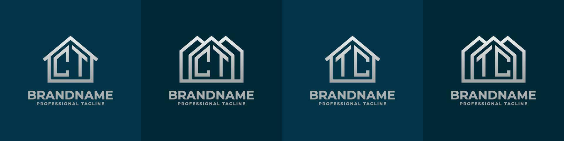Letter CT and TC Home Logo Set. Suitable for any business related to house, real estate, construction, interior with CT or TC initials. vector