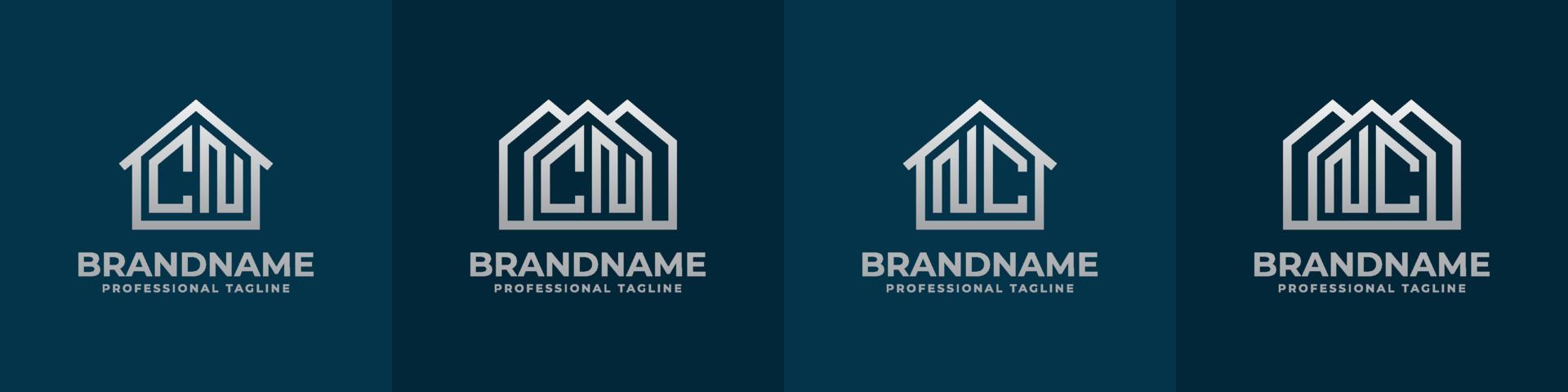 Letter CN and NC Home Logo Set. Suitable for any business related to house, real estate, construction, interior with CN or NC initials. vector