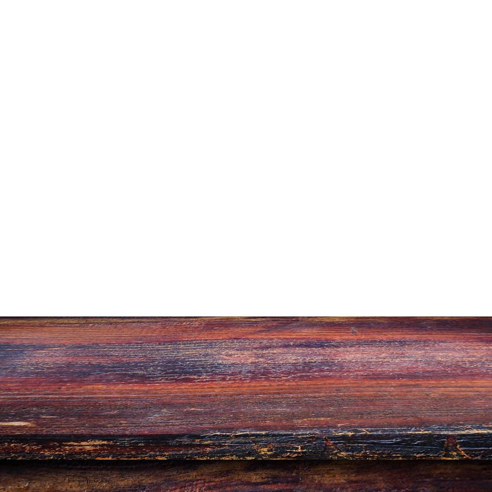 Empty wooden table top on isolated white, Template mock up for display of product. photo