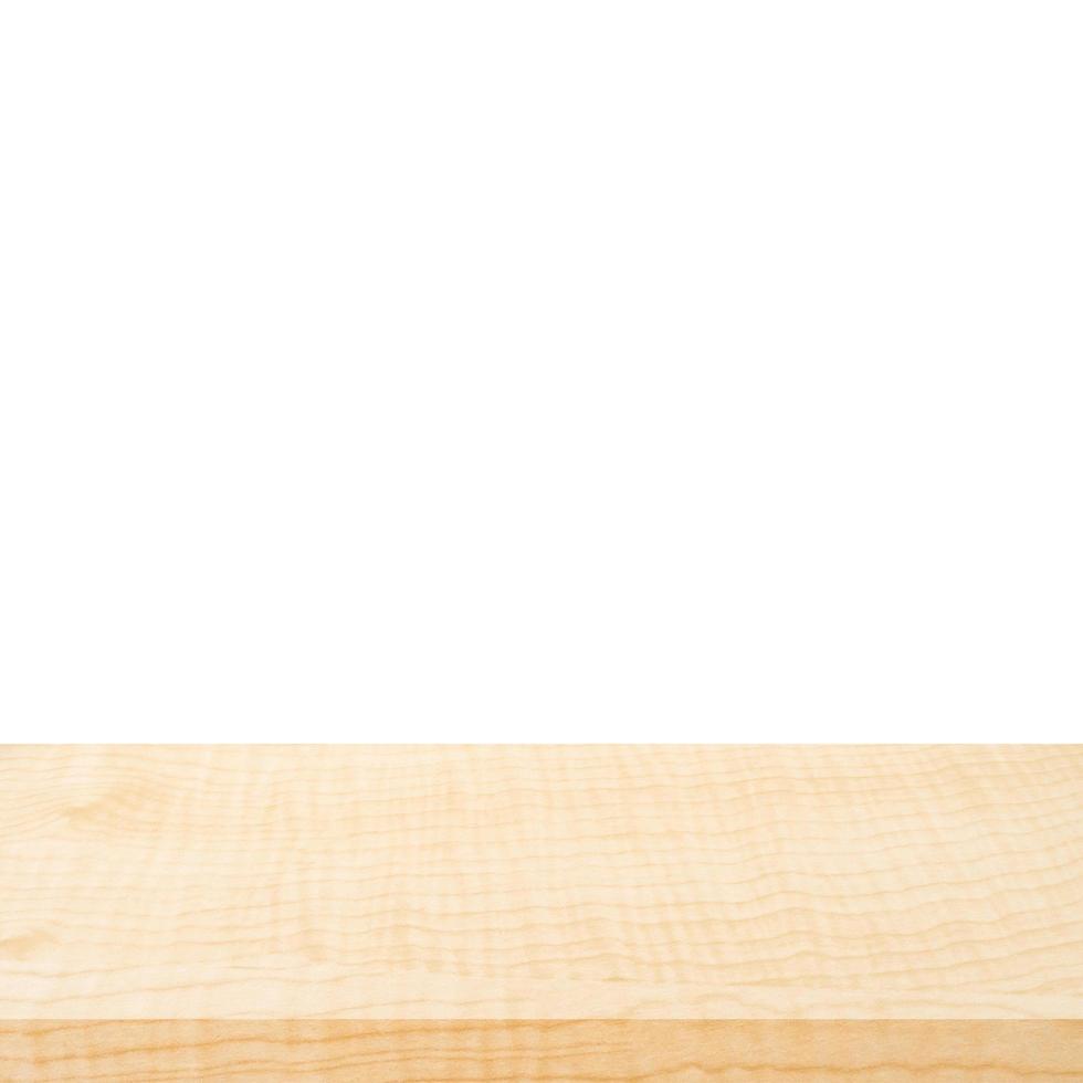 Empty wood table on isolate white background and display montage for product. photo