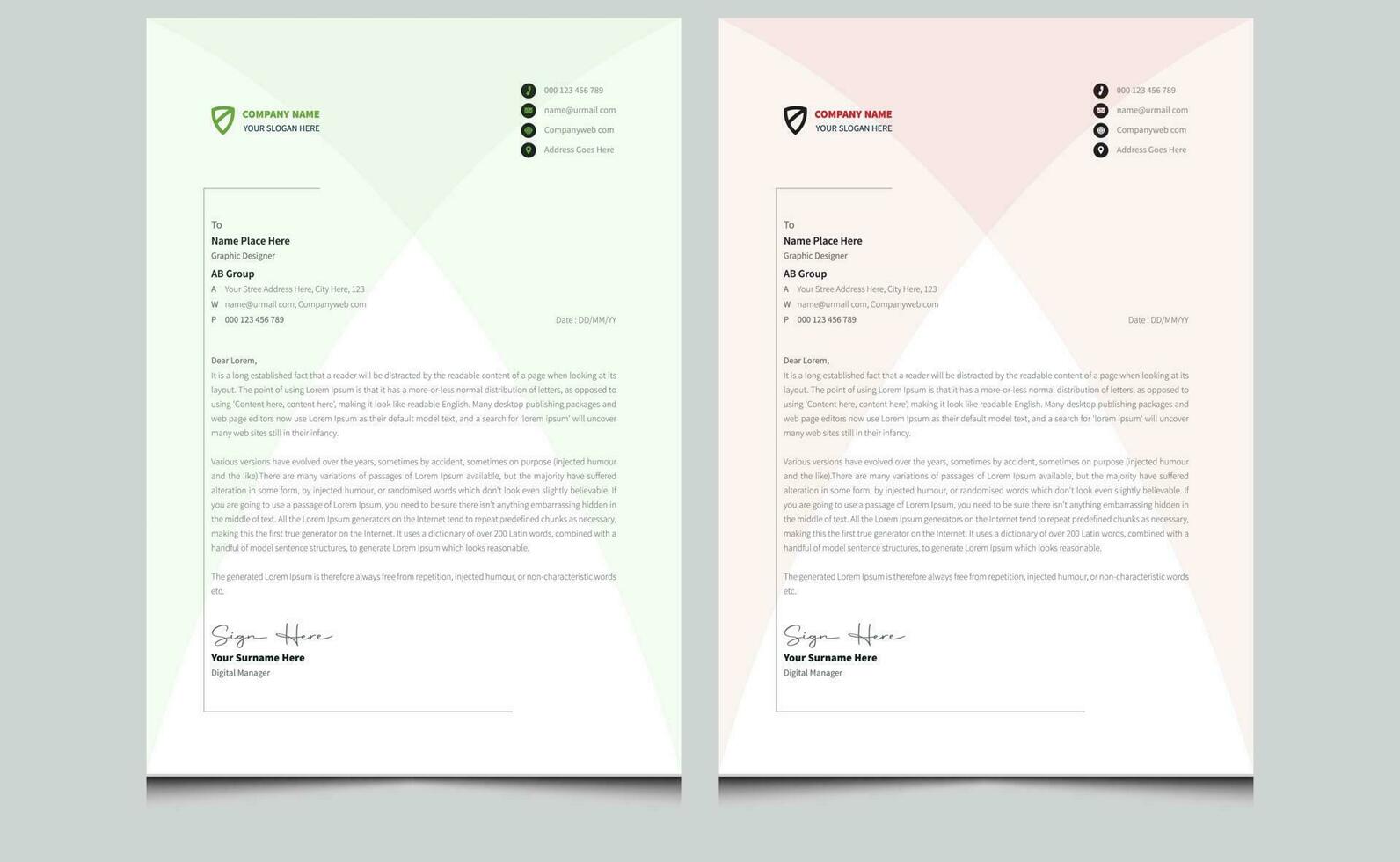 Elegant clean modern creative abstract professional corporate identity business style letterhead template design. vector