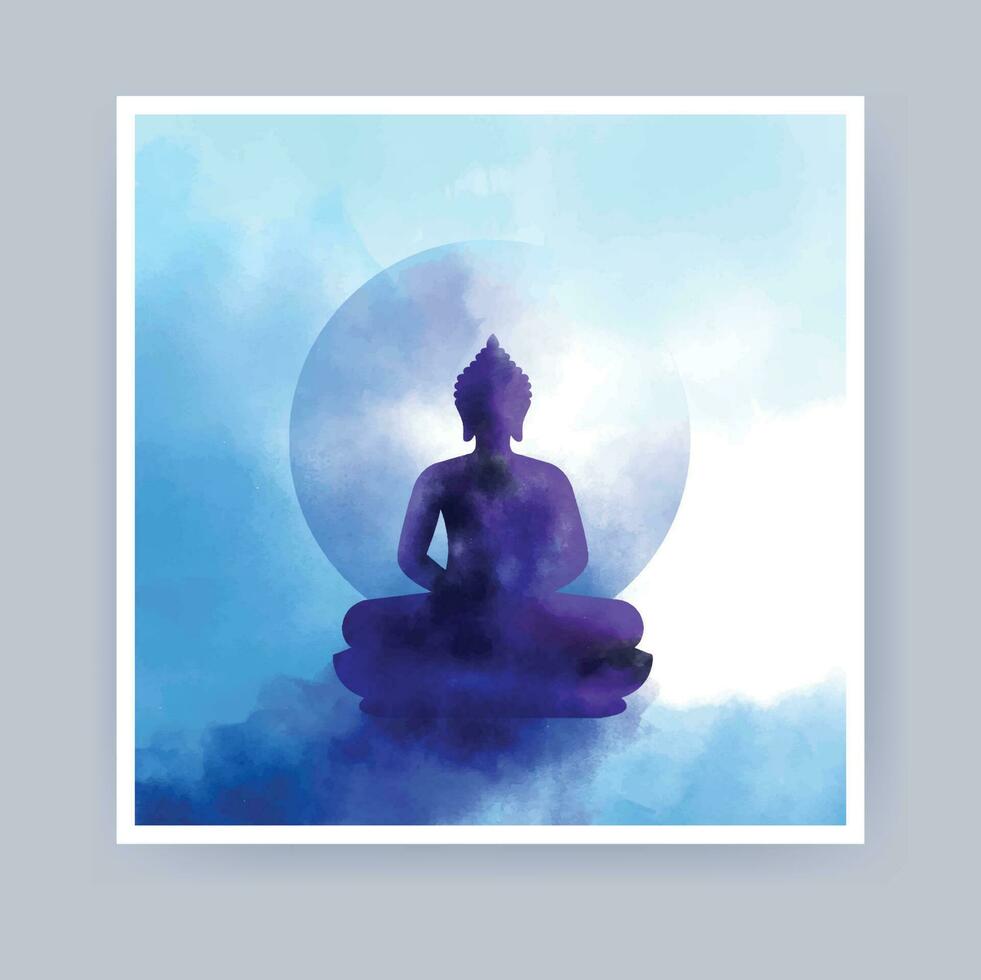 Celebration Vesak Day watercolor background with shinny Lord Buddha vector