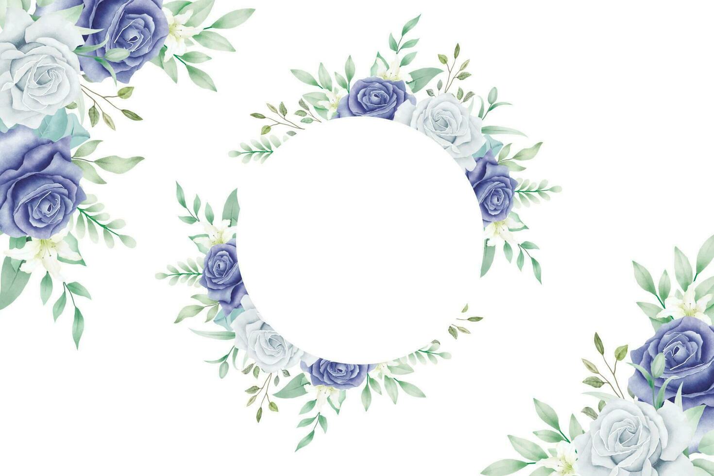 background watercolor navy blue floral vector