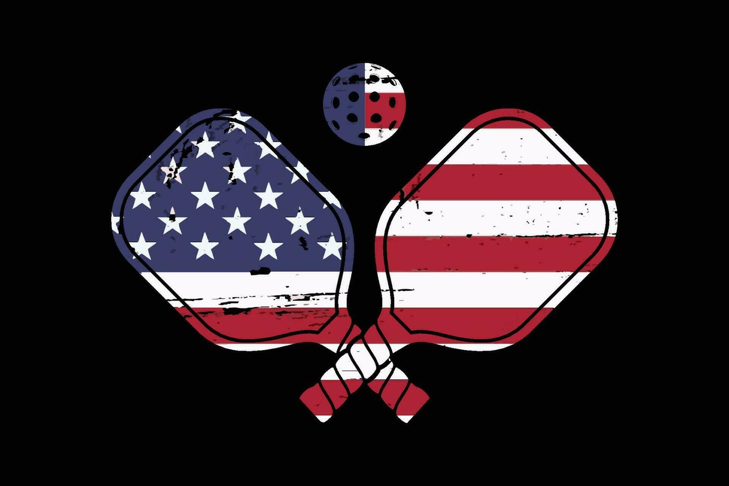 Patriotic Pickleball US Flag Paddleball Design vector