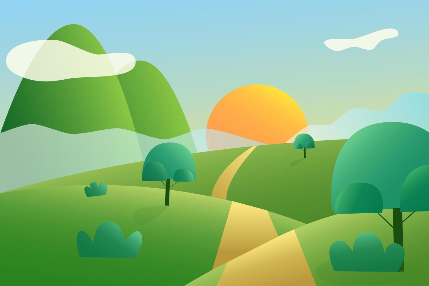 paisaje de amanecer fuera de el ciudad en pastel colores vector