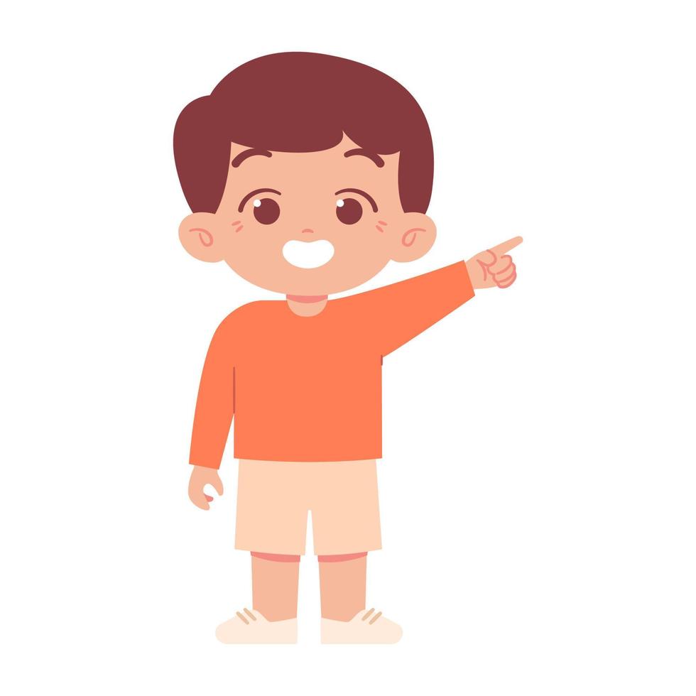 pequeño niño con señalando dedo vector