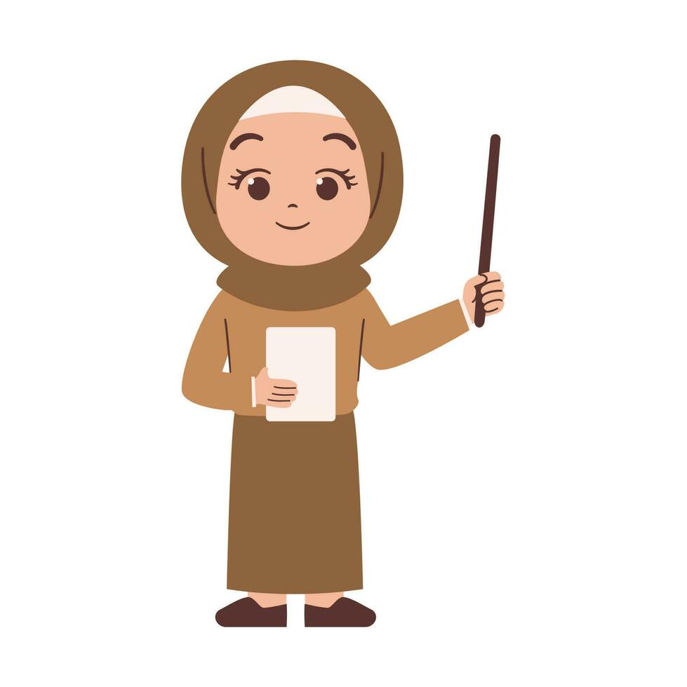 Indonesian female teacher in the classroom vector