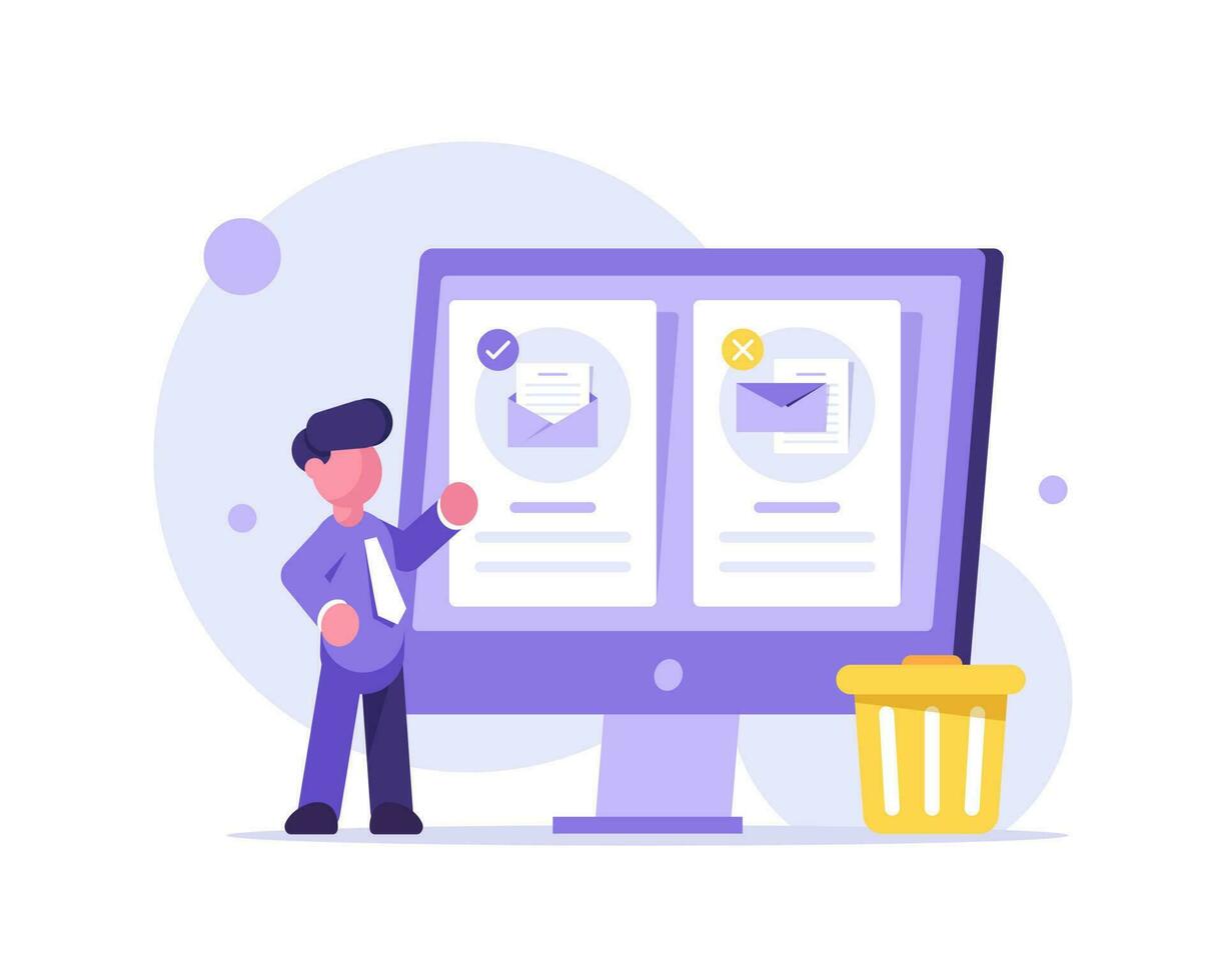 E-mail marketing and promotion,Ecommerce business concept,Characters sending advertising mails and promotional offers with sales and discounts vector