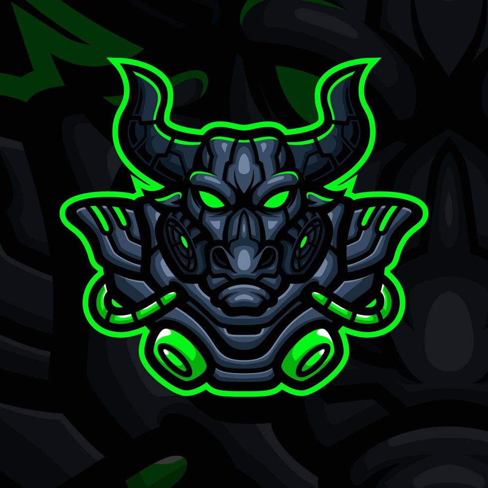 Buffalo cyborg masscot logo illustration premium vector