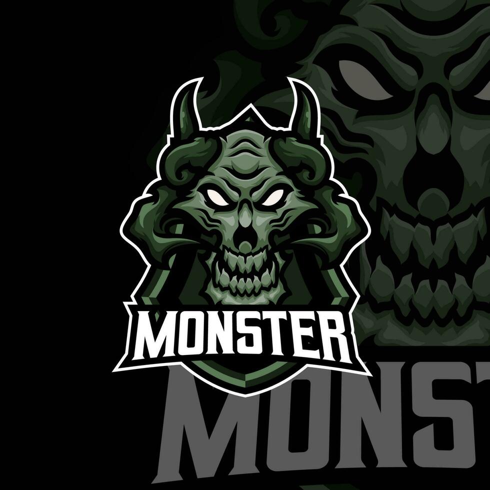 Monster masscot logo illustration premium vector