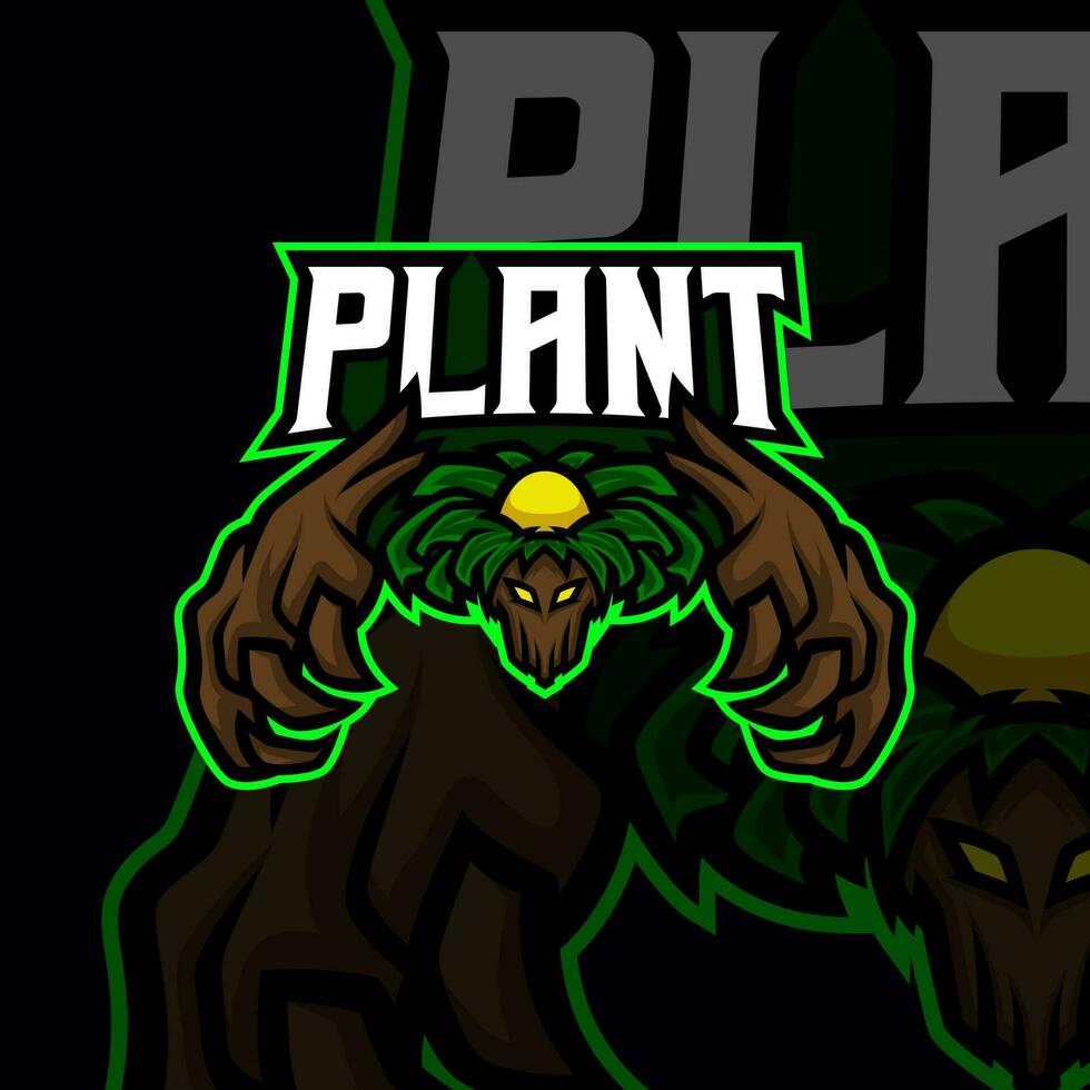 Plant masscot logo illustration premium vector