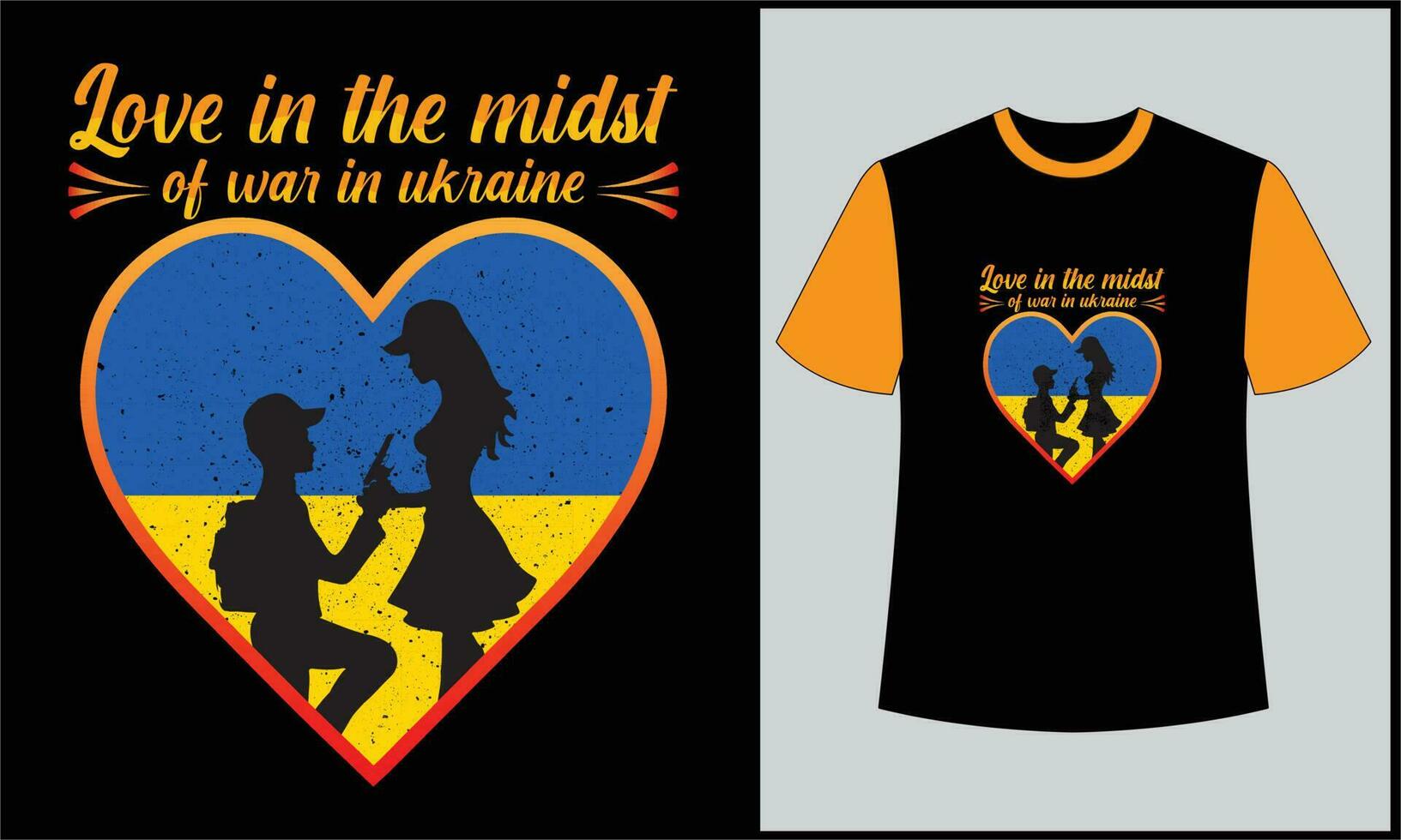 retro vintage ukraine love in midst war illustration vector t shirt design