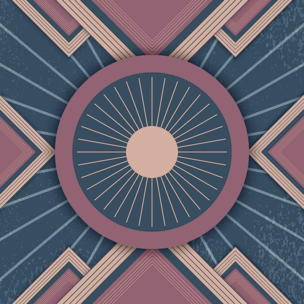 Colorful retro geometric rounded shape design vector