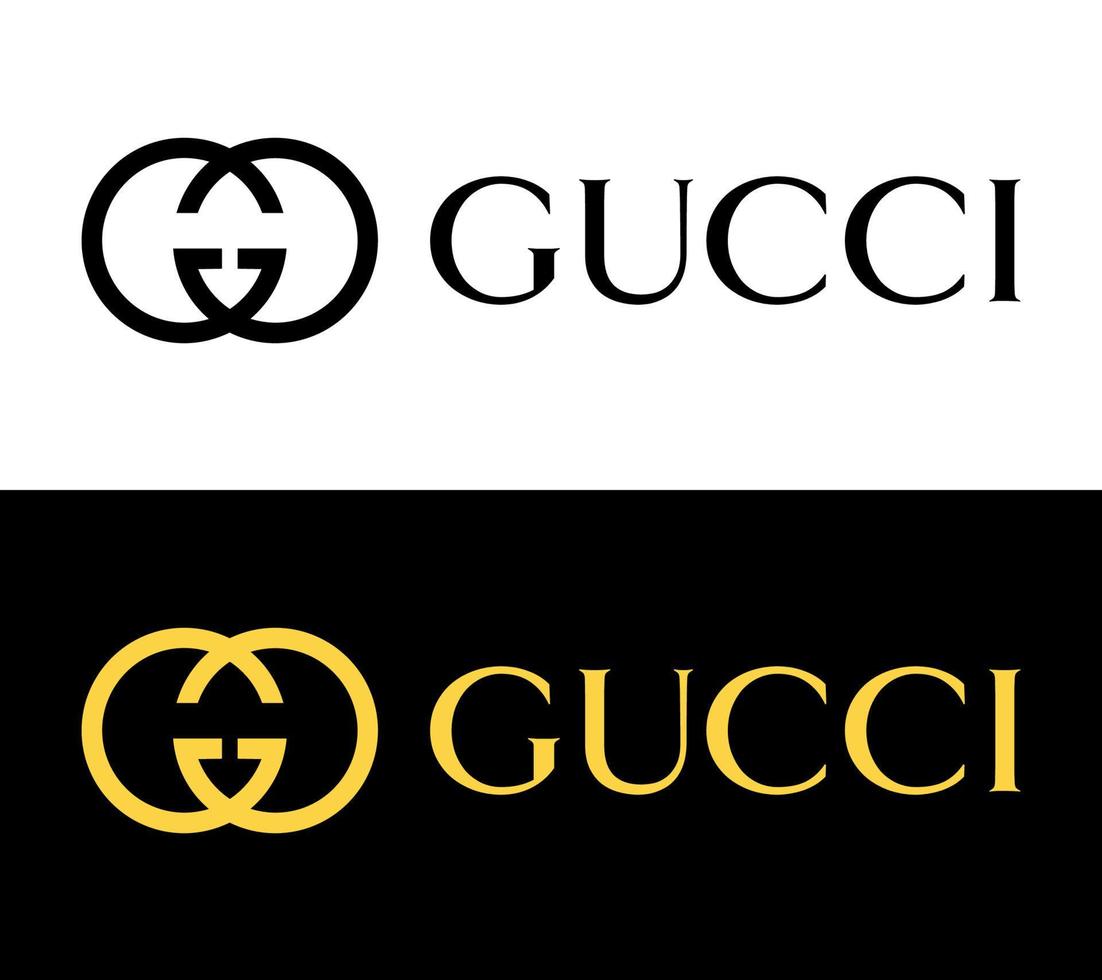 GUCCI Logo - Gucci Icon With Typeface on White and Black Background vector