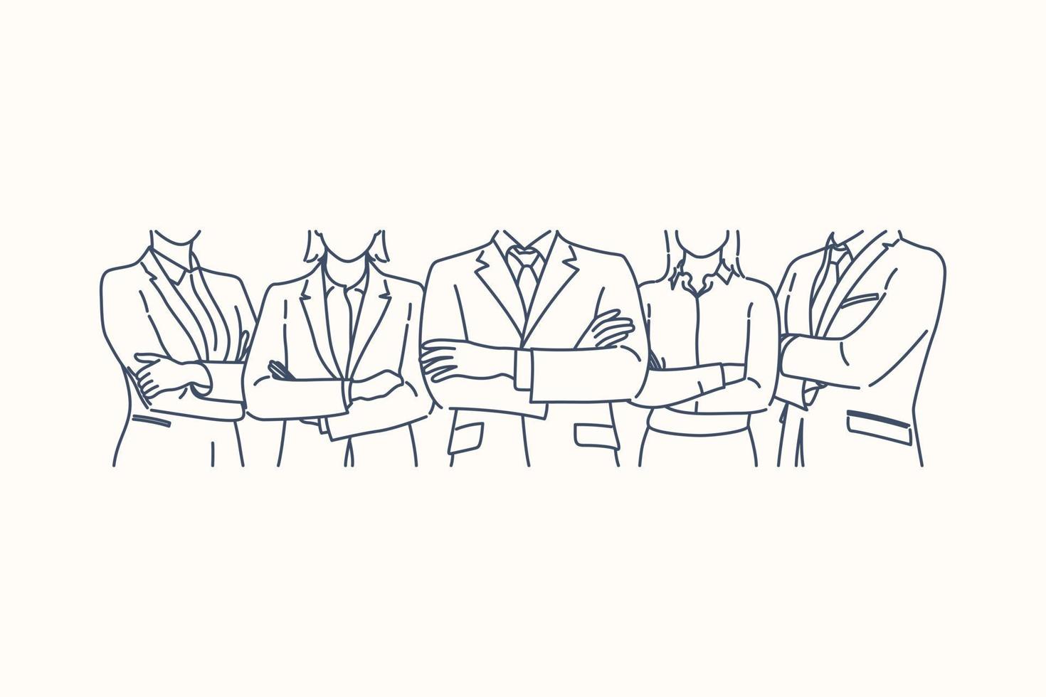 Business team ready to work. Group of office employees standing together. Vector illustration for corporate staff, career, job, professionals concept