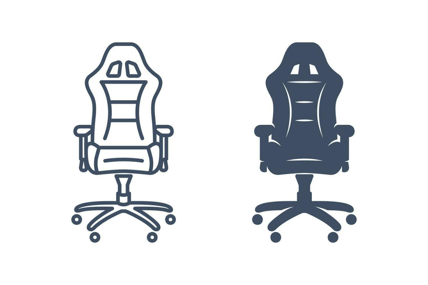 juego de azar silla icono. lineal icono y glifoicono. esports equipo. sillón. vector aislado ilustraciones