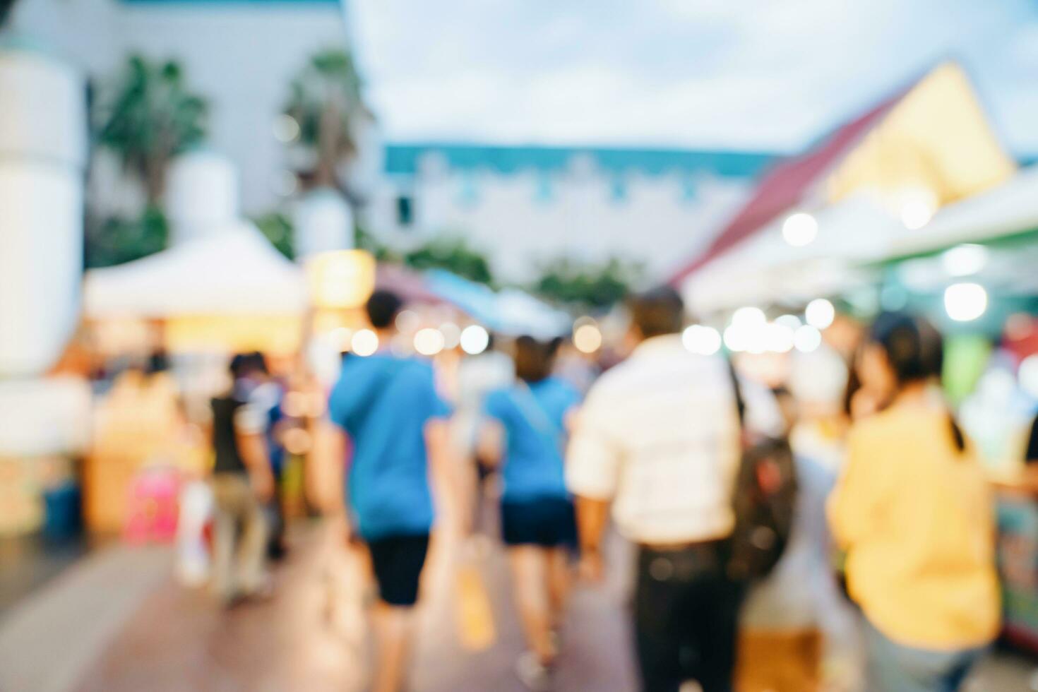 Abstract blur background crowd people in shopping mall for background, Vintage toned. photo