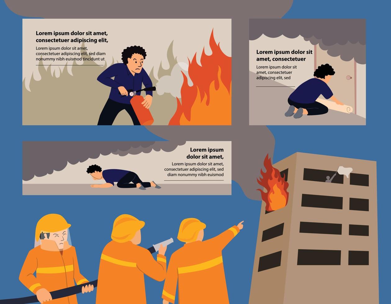 fire rescue infographic and how to save from fire vector