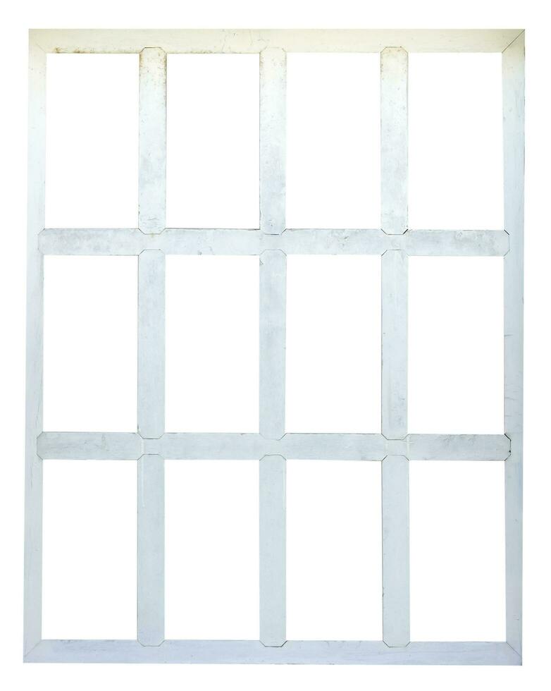 White wood window frame isolated on white background photo