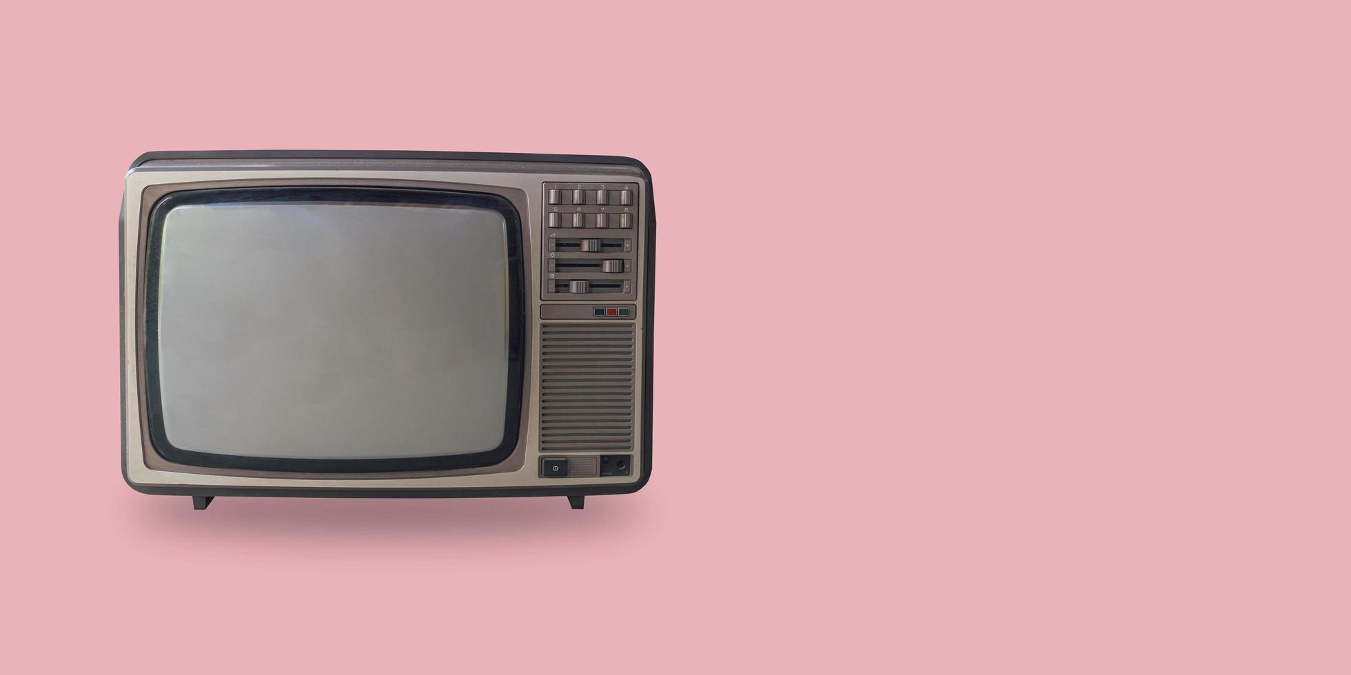 Retro television on pastel color background with space. photo