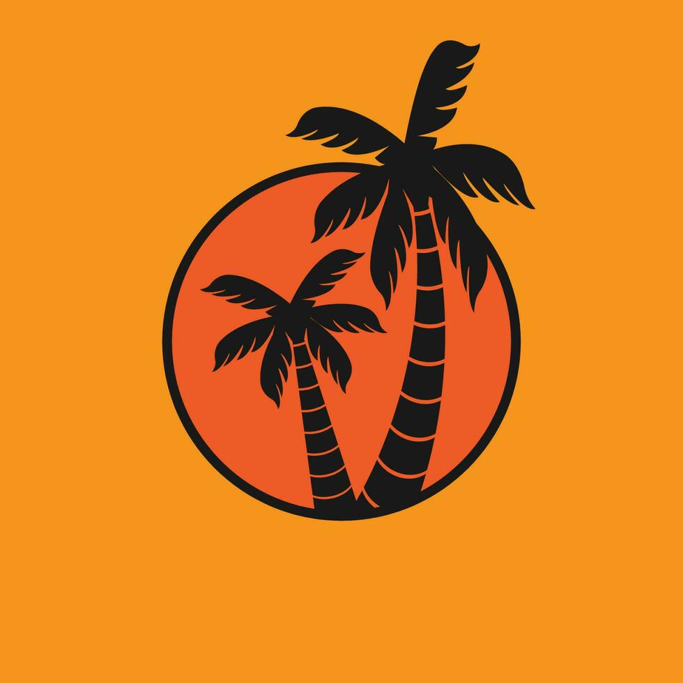 palm summer icon logo vector