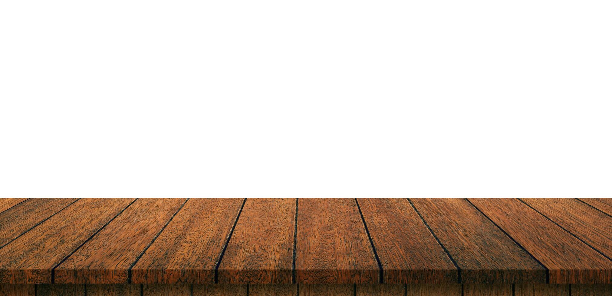 Empty wood table on isolate white background and display montage with copy space for product. photo