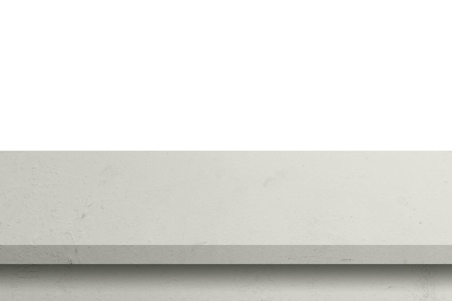 Empty cement table on isolated white background with copy space and display montage for product. photo