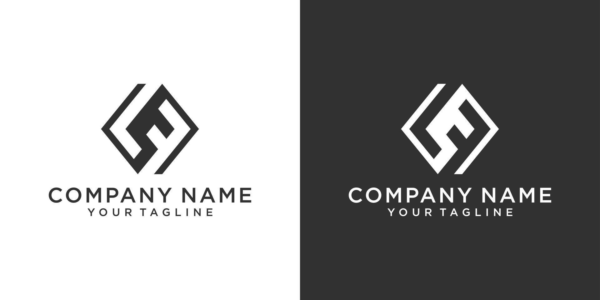 LF or FL initial letter logo design template vector