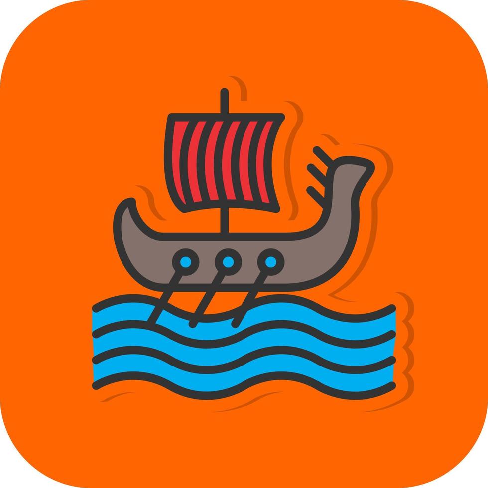 Viking Ship Vector Icon Design