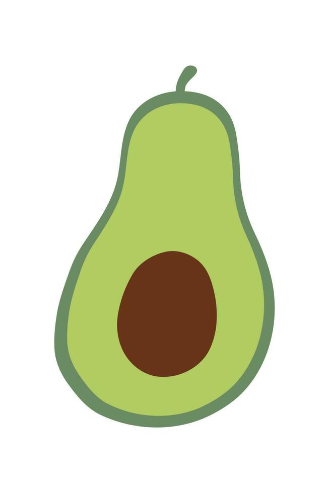 Half of an avocado vector doodle flat illustration on white background