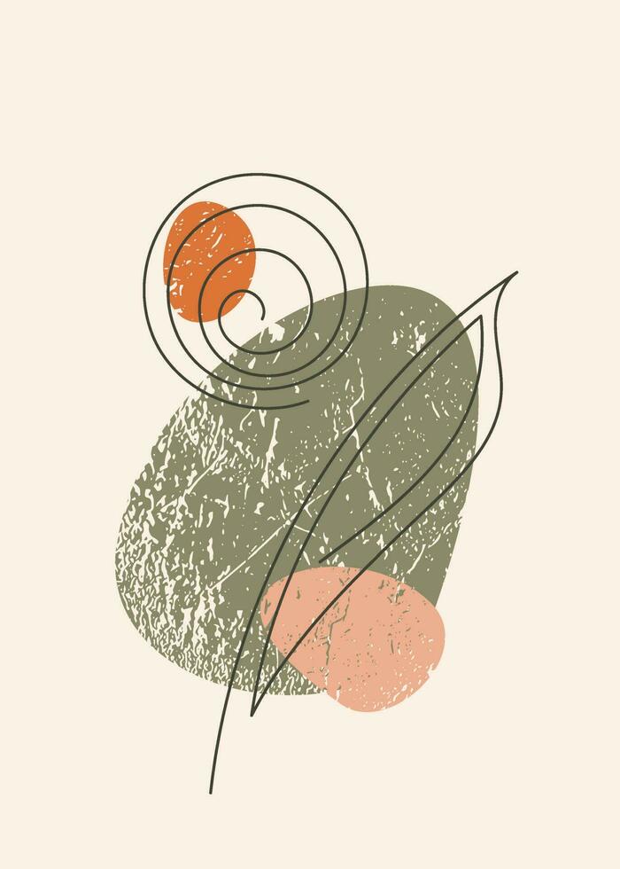 Minimalist poster with abstract organic shapes composition in trendy contemporary collage style. Good for wall art decoration, postcard and cover design. vector