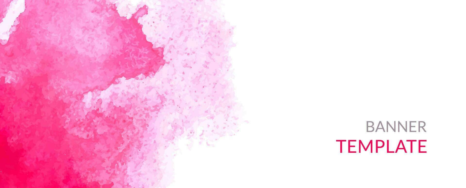 Watercolor horizontal banner. Abstract headers with pink blots. vector