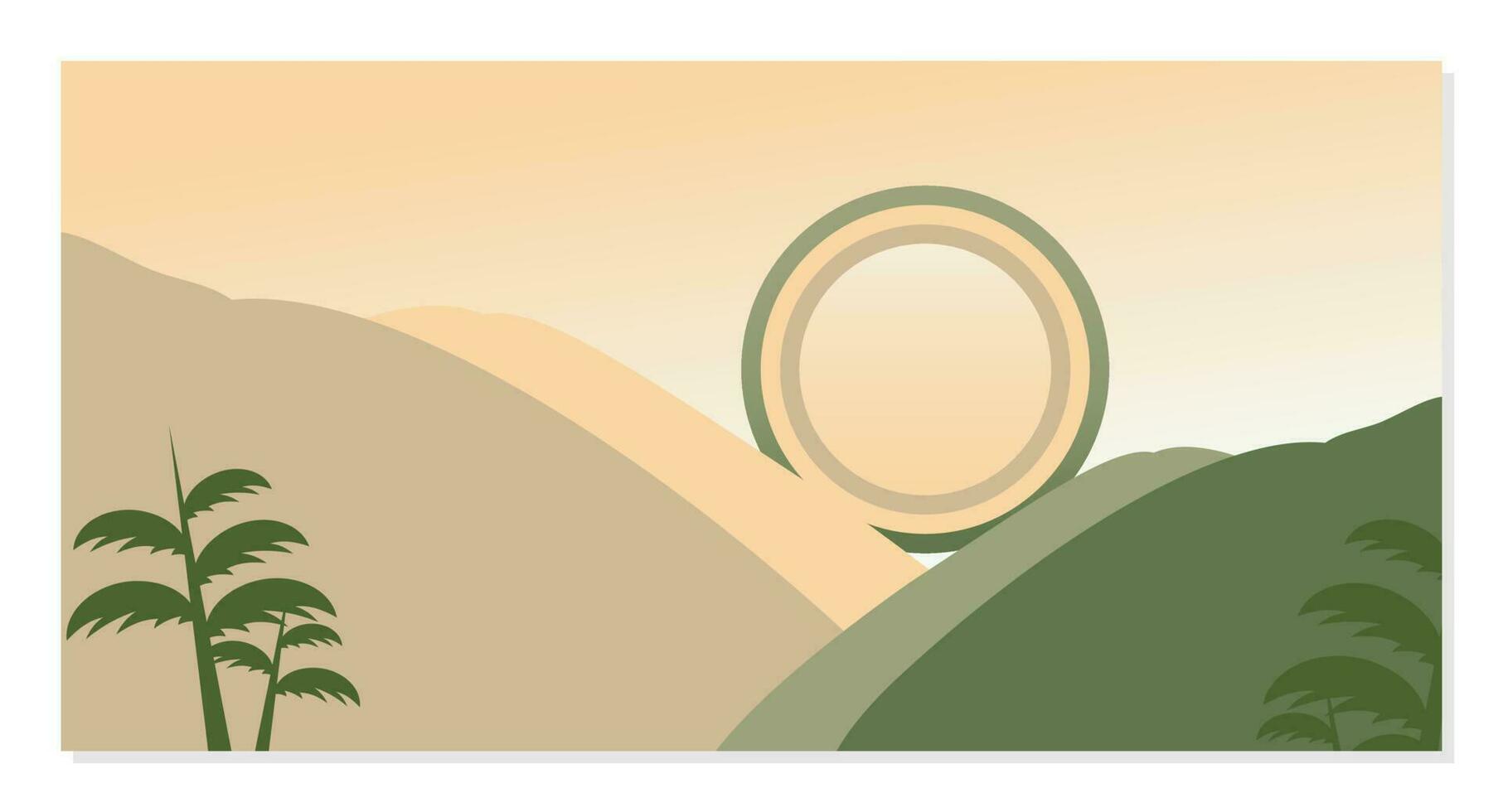 Abstract shape mountains background, with sun icon. Vector template for banners, greeting cards