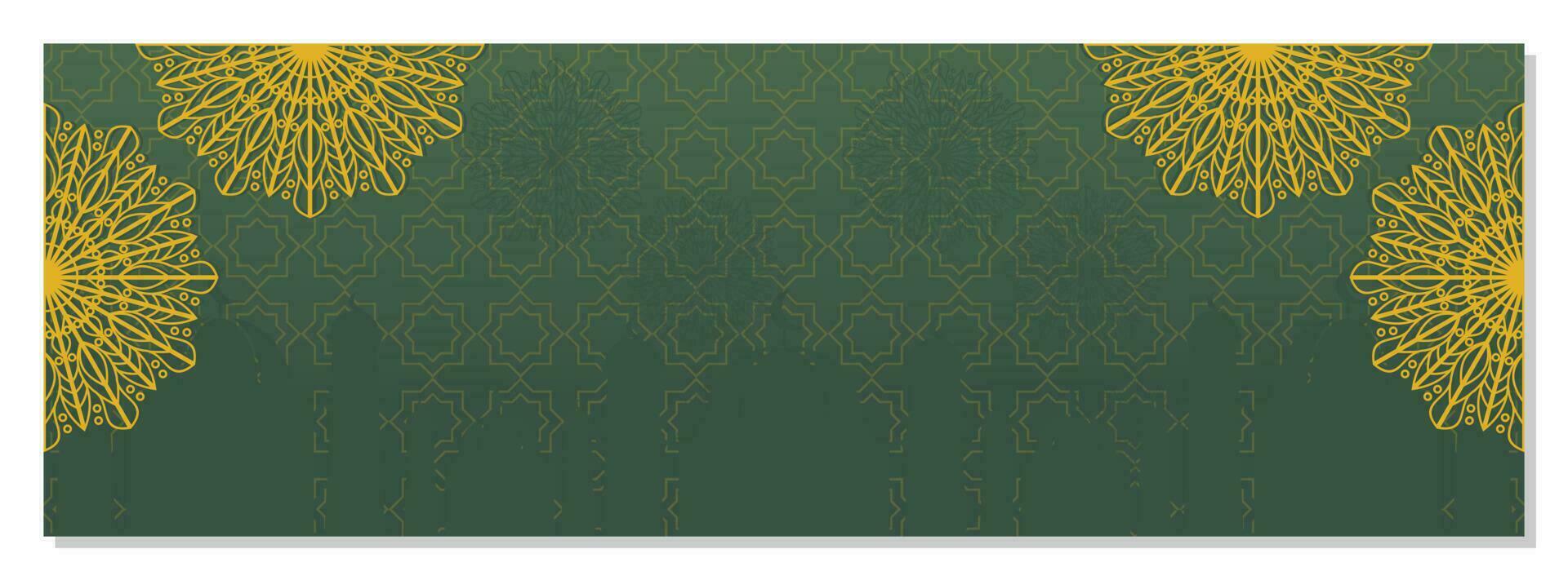 Islamic green background, with beautiful mandala ornament. vector template for banners, greeting cards for Islamic holidays.